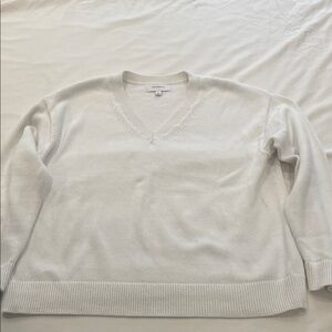 Banana Republic White V-Neck Sweater